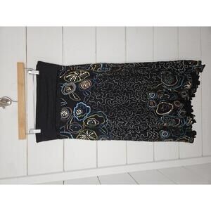 Basil & Maude size 6 black heavily beaded A-line skirt